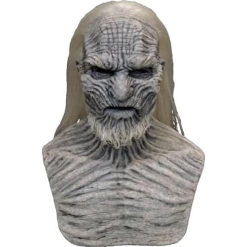 White Hair Night King Mask Halloween Realistic Scary Cosplay Costume Latex Party Mask