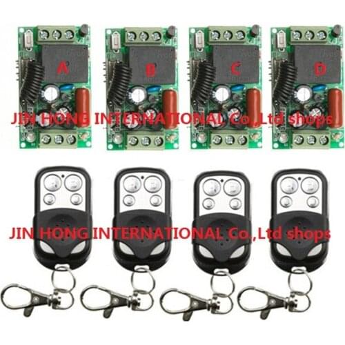 220V 1CH Wireless Power Switch System 4 Receiver&4Transmitter Remote Controller 10A output state is adjusted