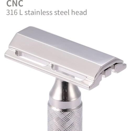 CNC 316 Stainless Steel Wet Shaving Safety Razor Double Edge Shaver 3 Sides Head