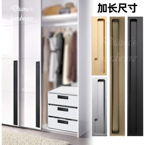 Black/ Gray/ Gold Embedded Stealth Door Handle Slotted Drawer Cupboard Wardrobe Hidden Door Handles Sliding Door Pull