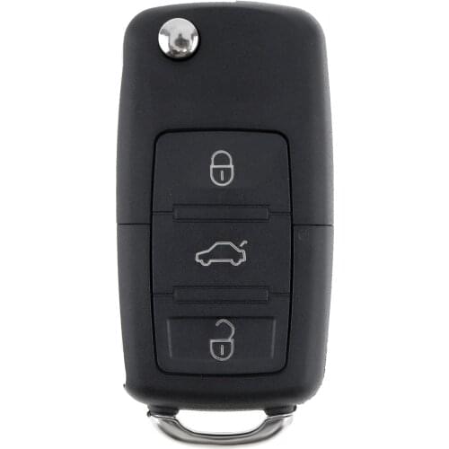 Black 3 Buttons Smart Remote Car Key Case No Chip Keyless Entry Auto Car Key Replacement Uncut Car Flip Key for Volkswagen B5