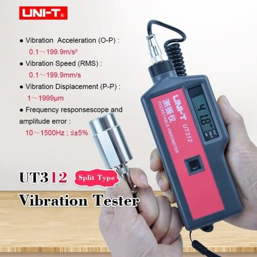 Digital Vibration Tester UNI-T UT312 Split Type vibrometer acceleration velocity displacement Measure 2k count LCD Display