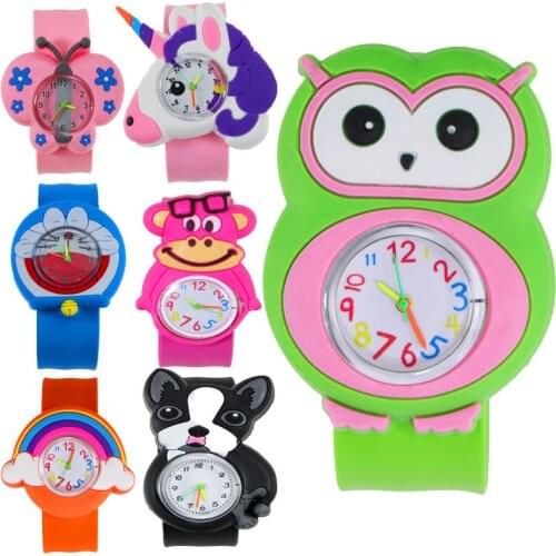 Children Watch Cartoon 7 Styles Owl Unicorn Cow Butterfly Rainbow Shape Quartz Kids Watch for Girls Boys Gift Toy Clock Reloj