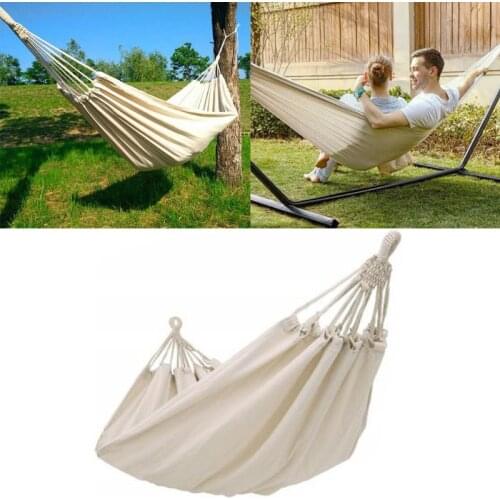 Double Hammock Outdoor Rollover Prevention Camping Canvas Hanging Swing Bed for Patio Travel Hiking 200x150cm C5AF