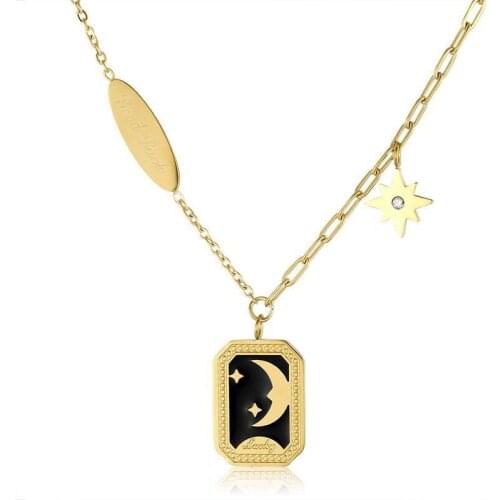 Cross-border exclusive sun star moon myth drop necklace collarbone chain goodluck gold-plated necklace