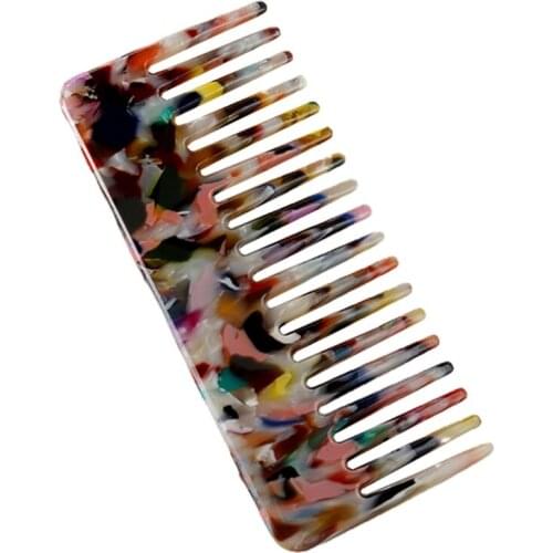H7JC Korean Style Wide Large Tooth Pocket Hair Comb Cellulose Acetate Detangling Hairbrush Tortoise Shell Portable Anti-static