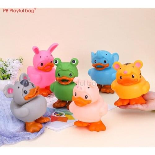 Playful bag Cute voice cartoon duck rhubarb duck PVC animal decompression toy Creative Children toys Christmas gifts AA72