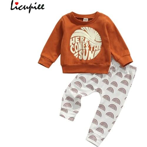 0-24 Months Letter Babys Sets Babys Casual T-shirt Shorts Set Fashion Spring Letter Long Sleeve Tops and Rainbow Short Pants