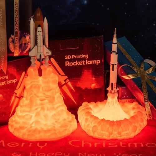 Space Shuttle Lamp 3D Print Rocket Lamp For Rocket Lovers Children Bedside Lamp USB Rechargeable Night Light Home Decoration