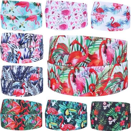 FLRA Ribbon (50 yards/lot) Free shipping flamingo printed grosgrain ribbon, various design for your selecting