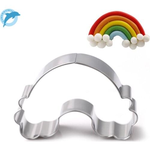 LINSBAYWU 1pc Rainbow Shape Cookie Cutter 3D Stainless Steel Fondant Cake Decorating Tools DIY Pastry Biscuit Baking Molds