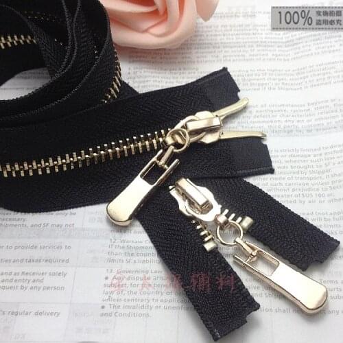 2pcs 5# Metal zipper for sewing brass zipper double sliders for down jacket garment clothing bags 80cm 100cm 120cm 150cm