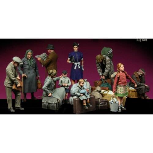 [tusk model] 1 35 scale resin model figures kit WW2 European Civilians big set