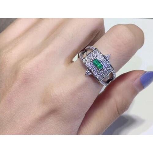 Fashion Emerald Gem-stone Ring Retro CZ zircon Diamond Ring Creative geometry ring for women wedding anniversary party jewelry