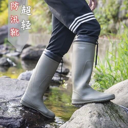 Rain Boots Mens Outdoor Boots Anti-Slip Overshoes Fashion Mens Tall Fishing Rain Boots Water Shoes Lightweight Planting Rubber