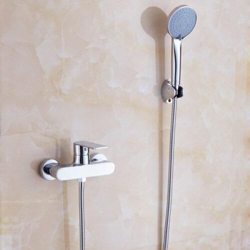 Wall mounted fixed support type single holder dual control bathroom faucet set B0914