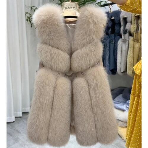New arrival FREE SHIPPING women winter real fox fur coat hot sale big fur long fur vest waistcoat for women gilet