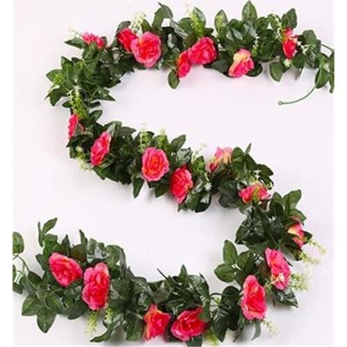 One Artificial Rose Flower Vine Fake Roses Vines Camellia Flower Strings 82.68" for Christmas Wedding Party Wall Decoration