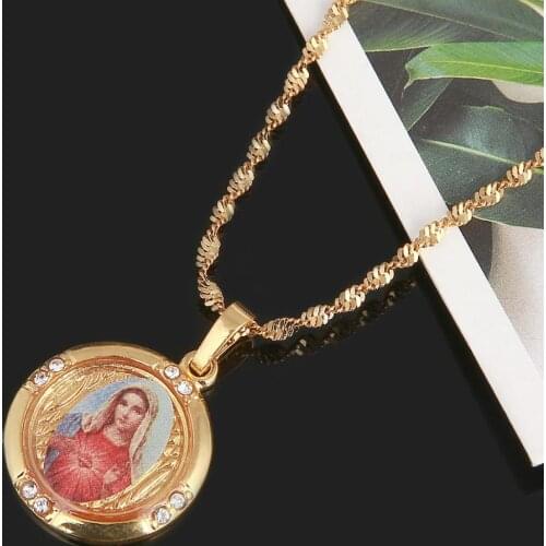 Virgin Mary Pendant Necklace for Women Girls Our Lady Godness Trendy Chain Jewelry