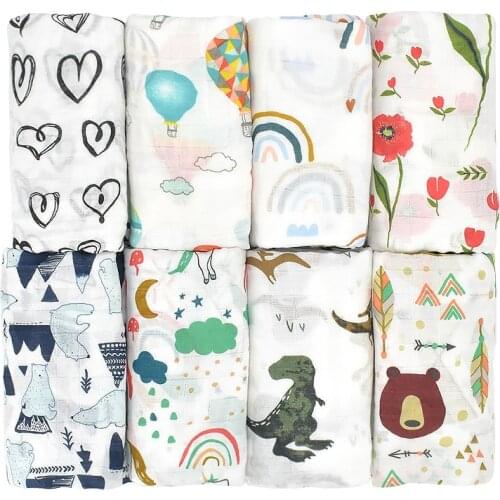 70%Bamboo Fiber 30%Cotton Baby Swaddle Infant Gauze Both Towel Muslin Swaddle Gauze WrapBurp Cloths Dropshipping 120x120CM