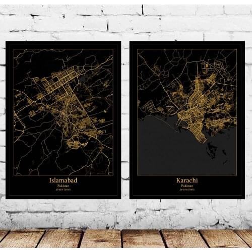 Islamabad Karachi Pakistan Map Poster