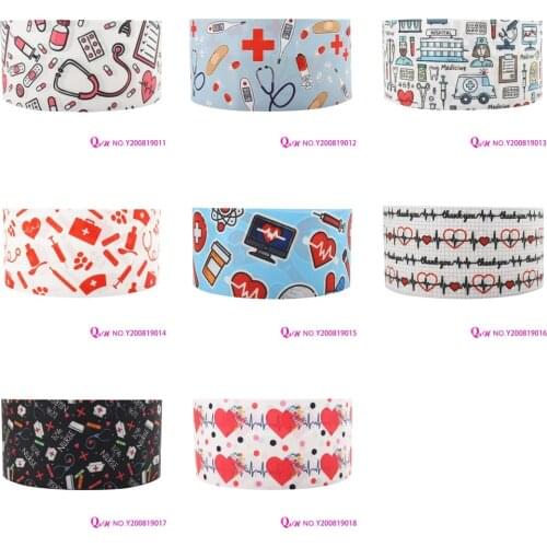 Q&N ribbon 16mm 22mm 25mm 38mm 50mm 75mm Nurse Day Printed 50yard Ribbons Gift Box Withlogo DIY Accessories Free Shipping