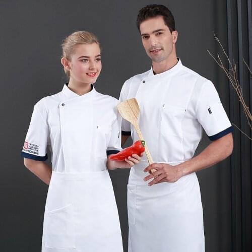 Hotel Restaurant Chefs Workwear Women Mens Catering Kitchen Breathable Short-sleeved Chef Service Cook Wear Chef Jackets