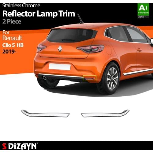 For Renault Clio 5 Chrome Reflector Lamp Trim Stainless Steel 2 Pcs Exterior Car Accessories Parts Auto Products