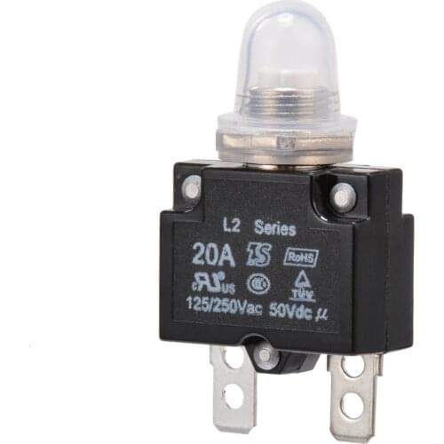 1x 12V/24V Resettable Thermal Circuit Breaker Push Button Panel Mount 5A/10A/15A/20A/30A for Automotive Industrial Marine