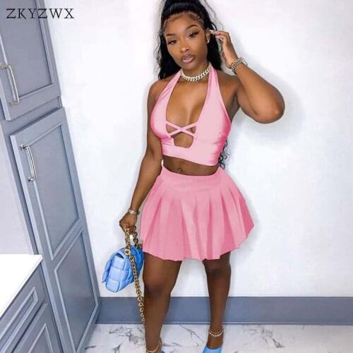 ZKYZWX Sexy 2 Piece Set 2021 Fashion Summer Clothes Tank Top and Jk Skirts Lounge Wear Matching Sets for Women Vacation Outfits