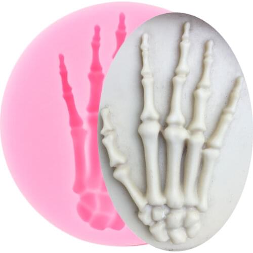 Halloween Skull Finger Silicone Mold DIY Cake Decorating Tools Cupcake Topper Fondant Molds Candy Clay Chocolate Gumpaste Moulds