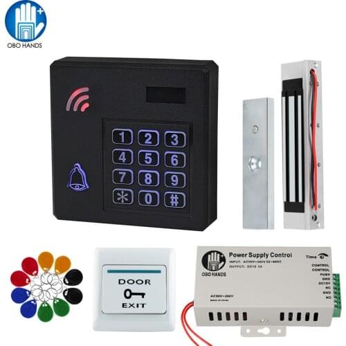 Door Access Control System Outdoor IP Waterproof RFID Keypad Reader + Electronic Magnetic Strike Locks + DC12V Power Supply