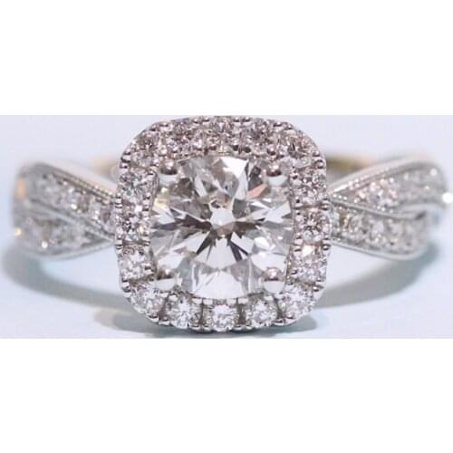 Sterling Silver 10k 14k white gold 0.5ct 5mm Round cut Moissanite Ring DEF Color VVS1 Wedding Engagement Ring For Women