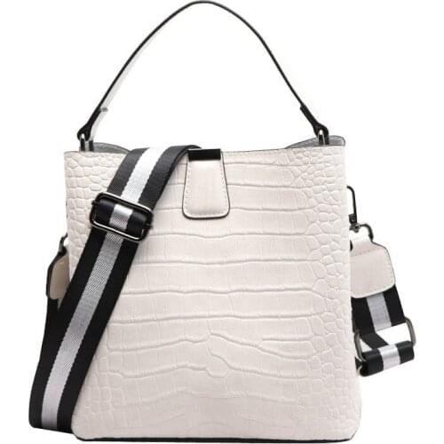 Female Fashion Solid Bucket Women Bag Bags for Women 2021 New Crocodile Pattern Handbags Cowhide Leather Shoulder Bag