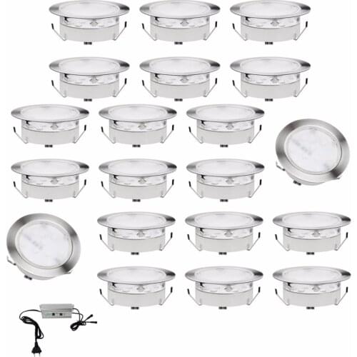 QACA LED Underground Lamps PC&High Grade&Stainless Steel DC12V Floor Lamp Warm White, Cold White, Blue, RGB 20pcs/set B107-20