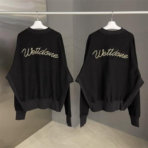 Heavy Fabric Long Rope embroidery WE11DONE Hoodie Men Women WELLDONE Pullovers Patchwork Hooded Street wear