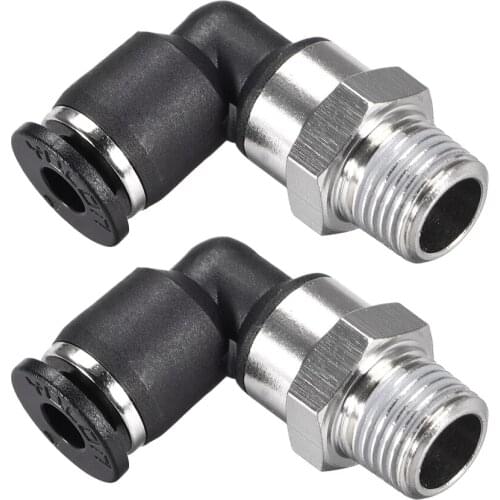 Uxcell Push to Connect Tube Fitting Male Elbow 4mm Tube OD x 1/8 NPT Thread Pneumatic Air Push Fit Lock Fitting 2pcs