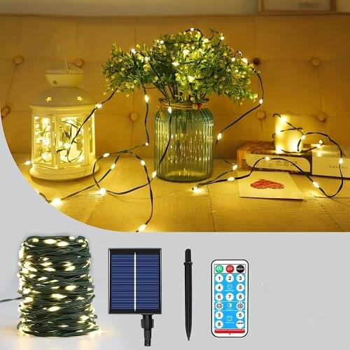 Waterproof 23M 200leds New Solar String Lights Green Wire Fairy Decorative Lights for Outdoor Patio Yard Christmas Wedding Party