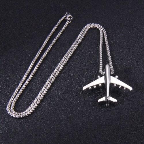 WANGAIYAO new niche design sense personality tide airplane necklace Tanabata male and female couples simple hip-hop nightclub ju