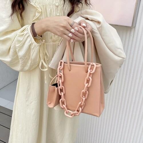 Bright Color Women Shoulder Crossbody Bag Simple Acrylic Chain Composite Bag for Ladies Fashion Female Large Capacity Handbags