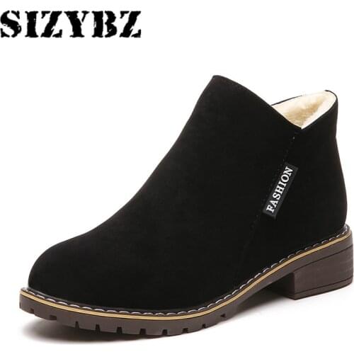 42 Size NEW Women Party Boots Autumn Winter Boots Flock Classic Zipper Snow Ankle Boots Winter Suede Warm Fur Plush Women Shoes