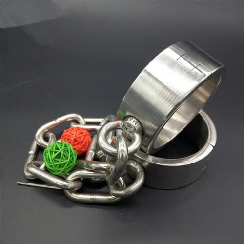 1.8kg Heavy Stainless Steel Bondage Shackles Legcuffs Oval Foot Cuffs Metal Bondage Restraints Sex Toy for Male and Female G6-21