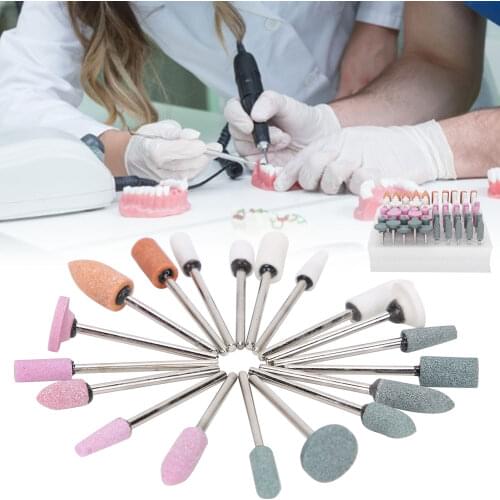 100pc Assorted Dental Stone Grinding Light Curing Resin Polisher Head Burs Stone Nail Drill Bits Set High Temperature Resistance