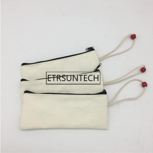 100pcs Blank Canvas Zipper Pencil Cases Pen Pouches Cotton Cosmetic Bags Makeup Bags Mobile Phone Bag Organizer