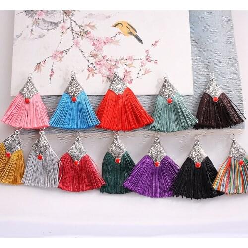12pc/lots Tassels With Metal Caps Fringe Trim For Women Bohemia Drop Earrings Jewelry Diy Crafts Car Chains Decoration Accessory