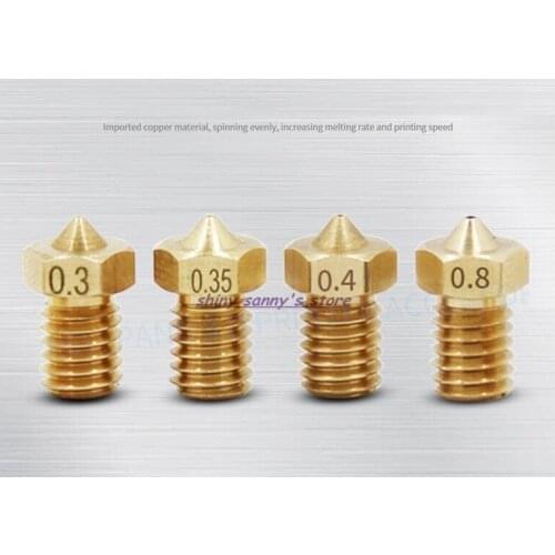 15pcs/lot E3D-V5 V6 Nozzle 0.2/0.3/0.4/0.5mm Part Copper 3mm Filament M6 Threaded Brass 3D Printers Parts Brand New