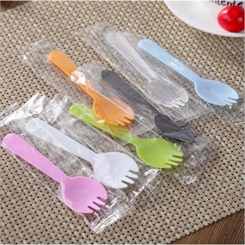 2000Pcs/Set Colorful Spoons Plastic Disposable Ice Cream Fashion Dessert Party Mini Size Flatware Cutlery Plastic Ice Spoon New