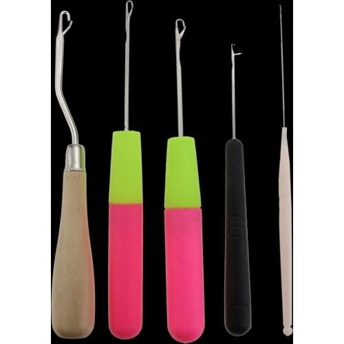 5pc/lot Plastic Crochet Braid Needle Feather Hair Extension Tools Wig Hook Needle Threader Knitting Hair Crochet Needles
