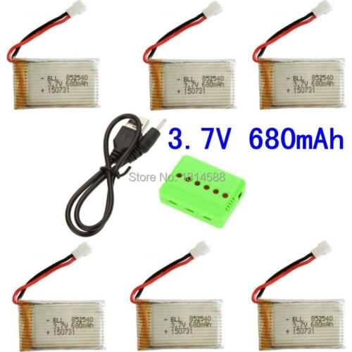 6 in 1 Syma X5C X5C-1 X5A X5 X5SC X5SW H5C V931 CX30W CX30 Lipo Battery Charger 6Pcs 3.7V 680mAh 20C Battery