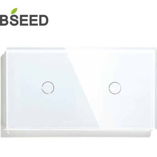 Bseed 2 Gang 1 Way 2 Way Touch Switch 157mm Light Switch White Black Golden Crystal Class Panel Switch